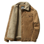Men's sherpa-lined rugged work jacket in coffee