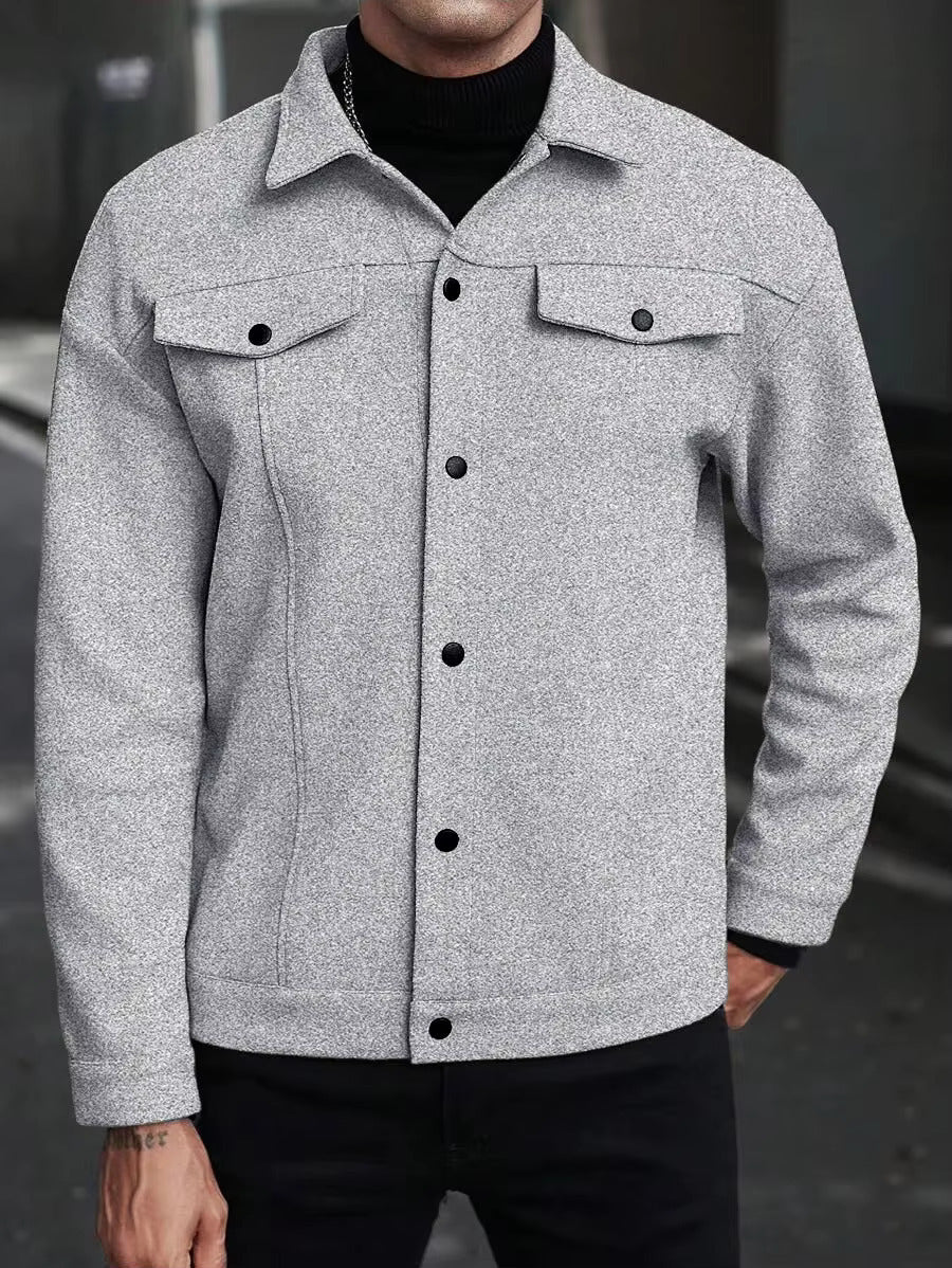 Men's wool button-up shirt jacket — additional view