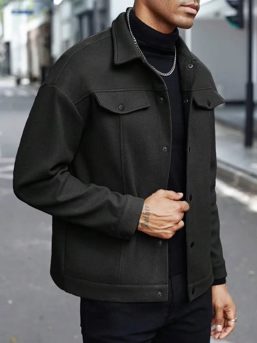 Men's wool button-up shirt jacket — additional view