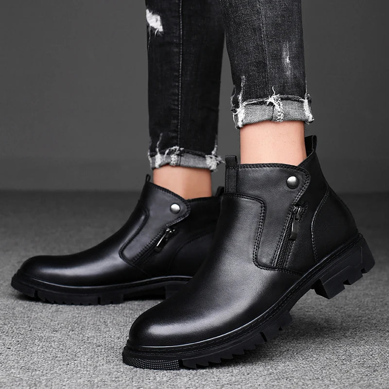 Men's side-zip leather boots — additional view