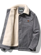 Men's sherpa-lined rugged work jacket — detail view
