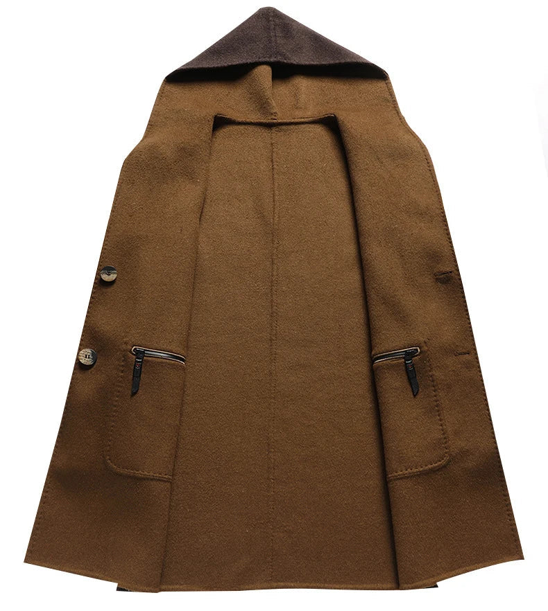 Men's wool blend hooded overcoat — additional view