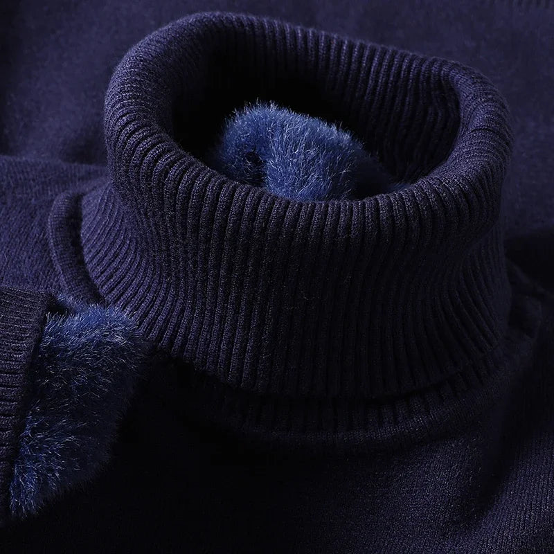 Men's wool turtleneck knit sweater — additional view