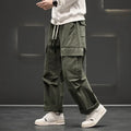 Men's wide-leg relaxed-fit cargo pants in green
