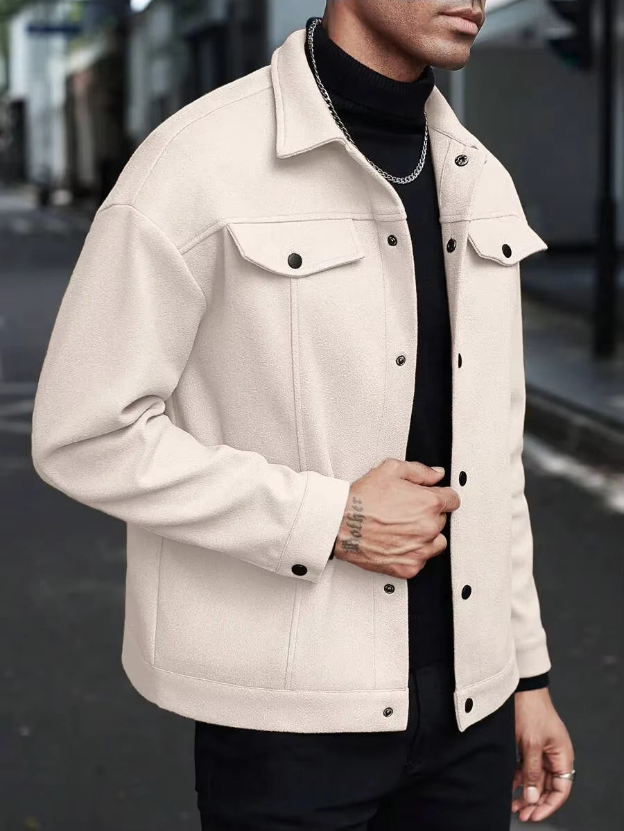 Men's wool button-up shirt jacket — additional view