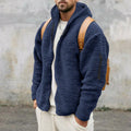 Men's zip-up relaxed-fit hooded jacket in navy blue — alternate view