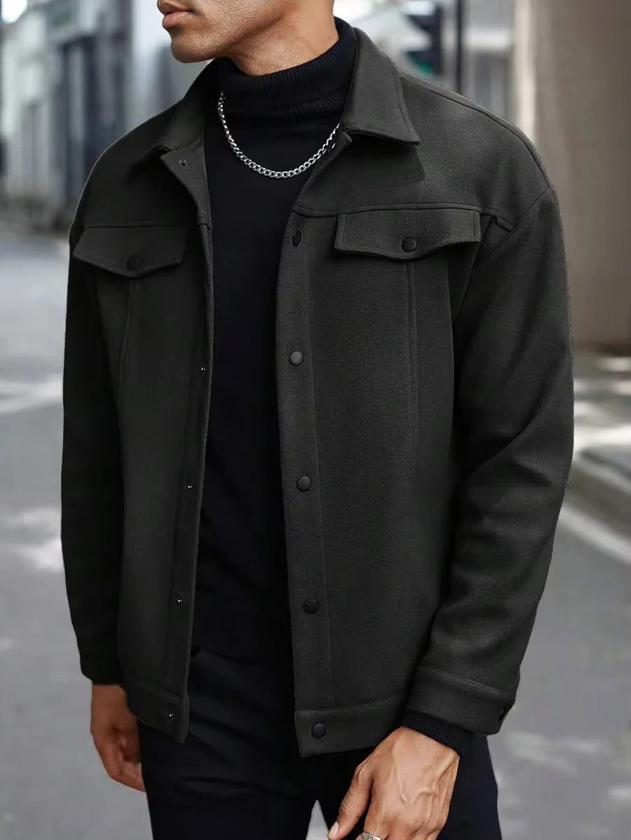 Men's wool button-up shirt jacket — additional view