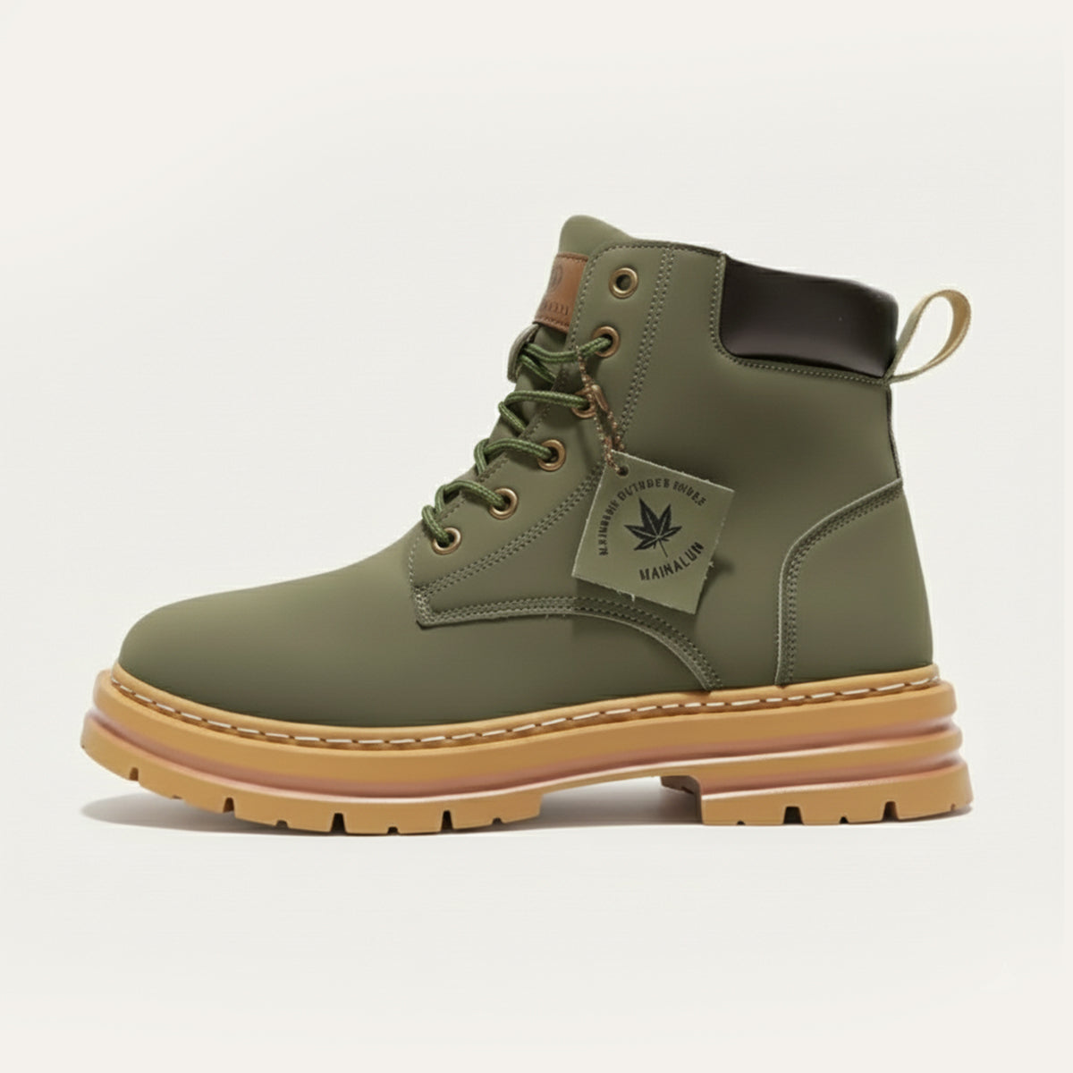 Men's fur-lined insulated snow boots in green — additional view