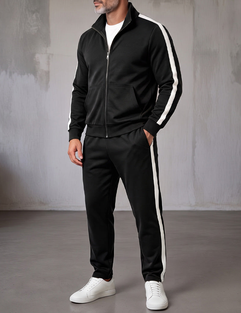 Men's two-piece track jacket set in black — additional view