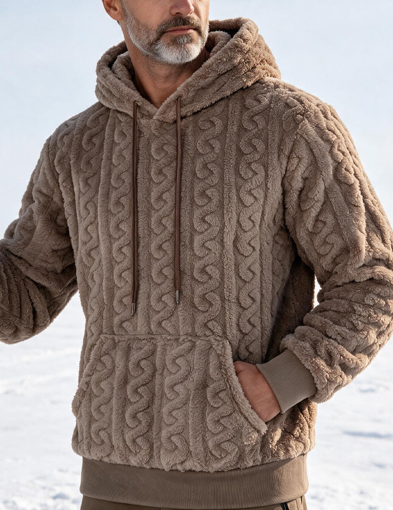 Men's half-zip zip-up pullover in coffee — additional view