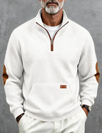 Men's color block quarter-zip sweater in white