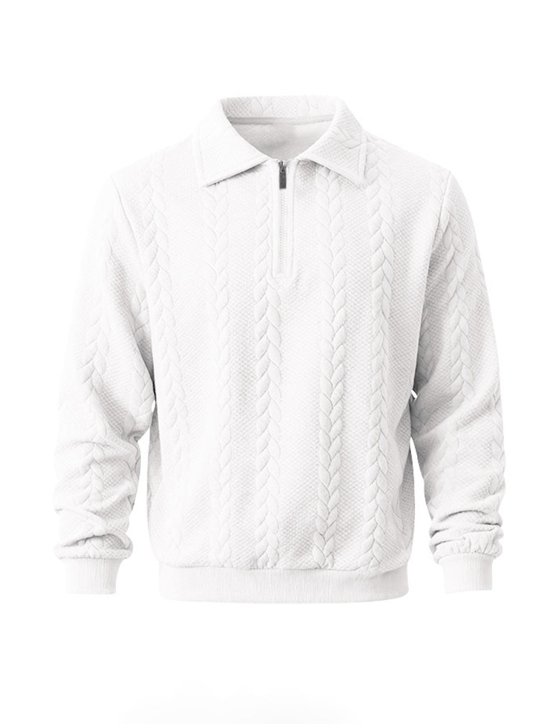 Men's polo collar quarter-zip sweater — detail view