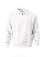 Men's polo collar quarter-zip sweater — detail view