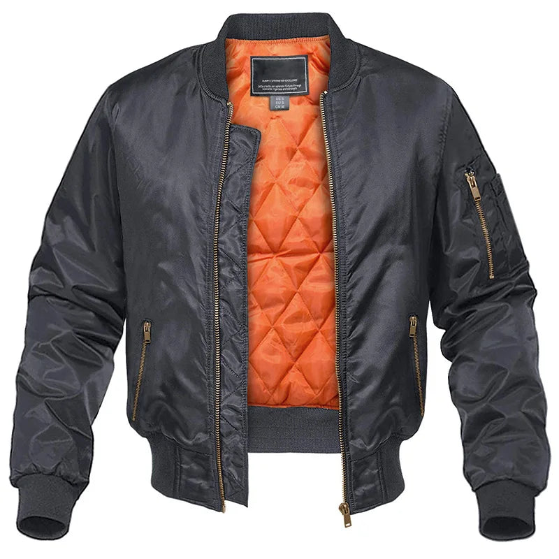 Men's padded harrington bomber jacket in dark grey — additional view