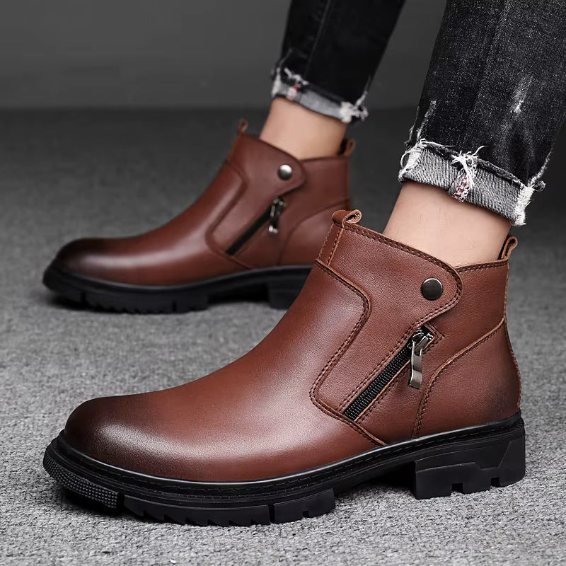 Men's side-zip leather boots — additional view