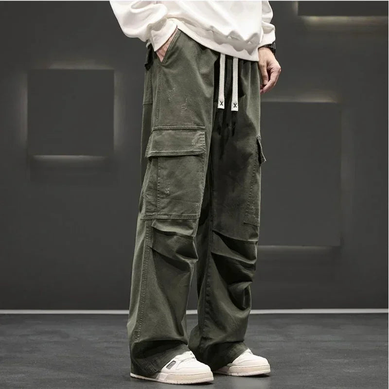 Men's wide-leg relaxed-fit cargo pants — alternate view