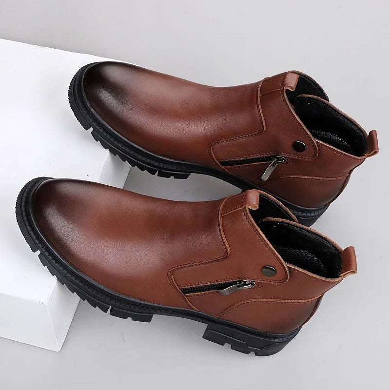 Men's side-zip leather boots — alternate view