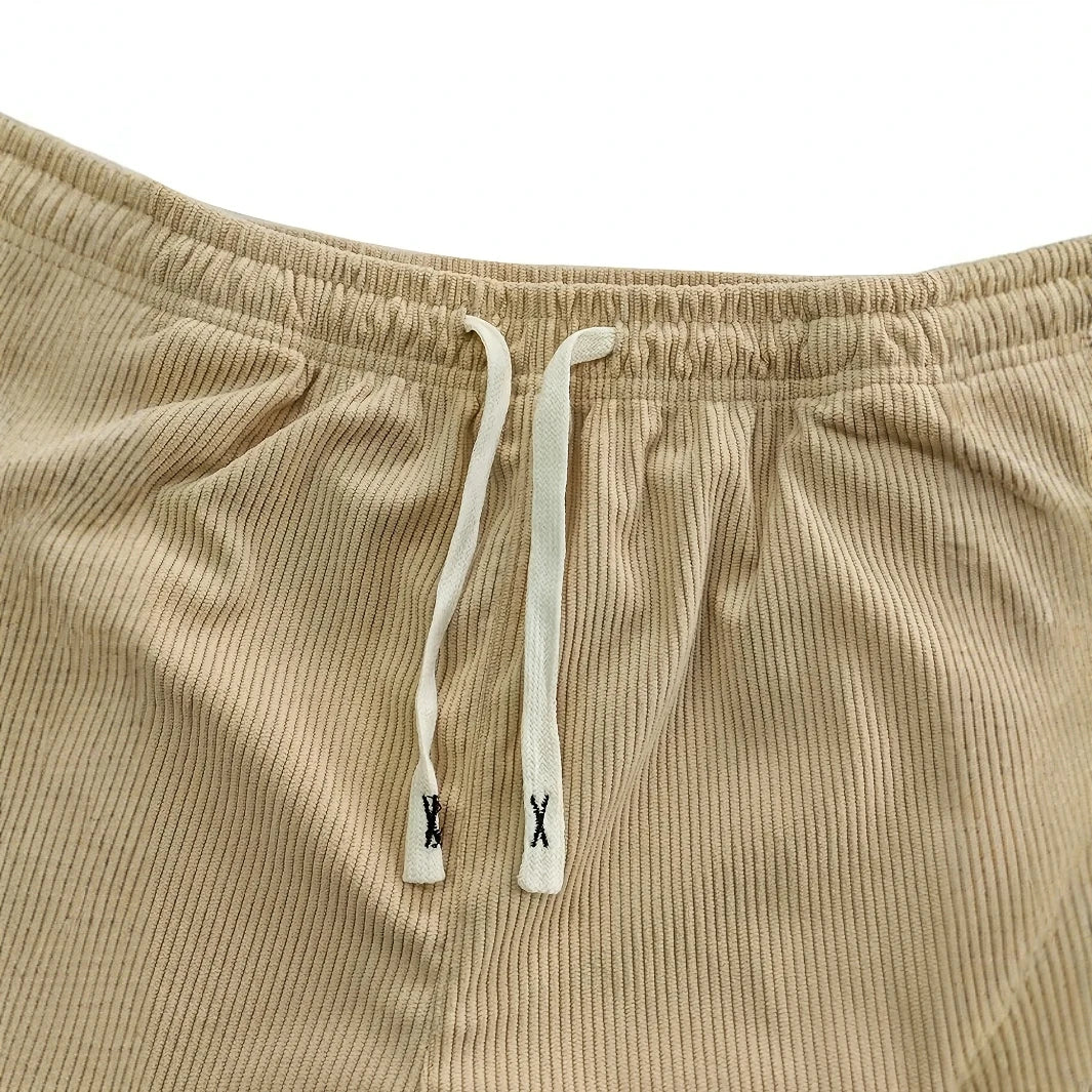 Men's corduroy drawstring sweatpants — detail view