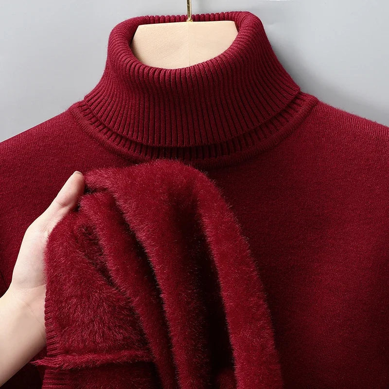 Men's wool turtleneck knit sweater — additional view
