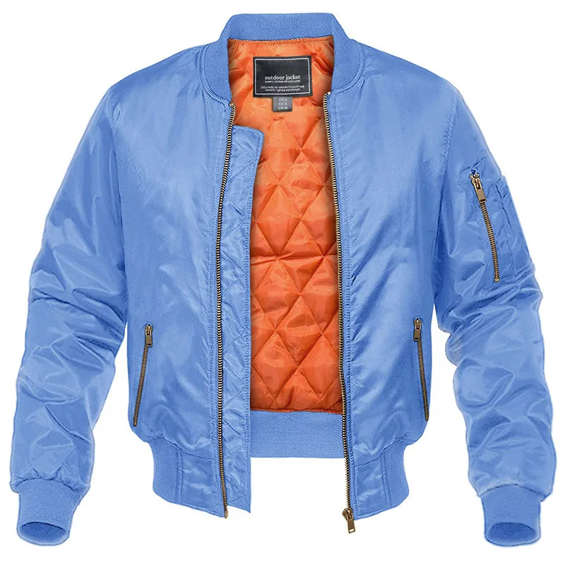 Men's padded harrington bomber jacket in light blue — additional view