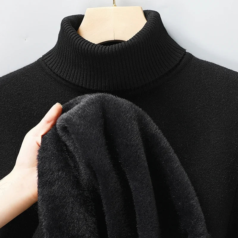Men's wool turtleneck knit sweater — additional view
