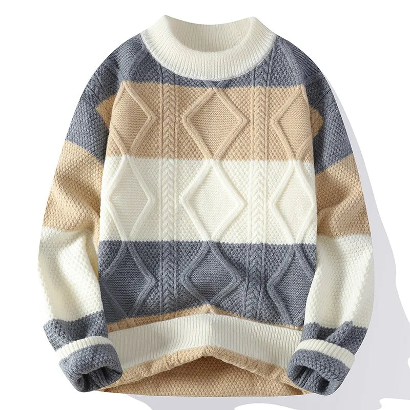 Men's color block cable knit sweater — additional view