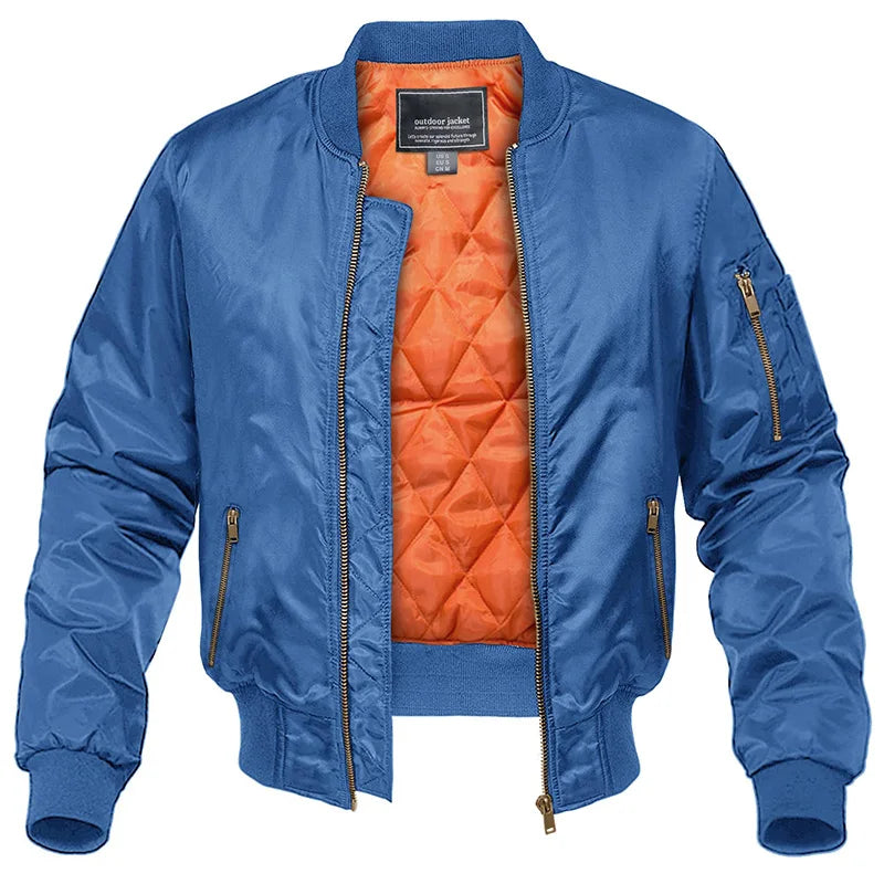Men's padded harrington bomber jacket in blue — additional view