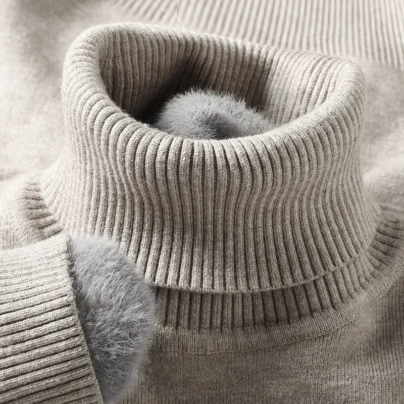 Men's wool turtleneck knit sweater — additional view