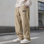 Men's corduroy drawstring sweatpants in khaki