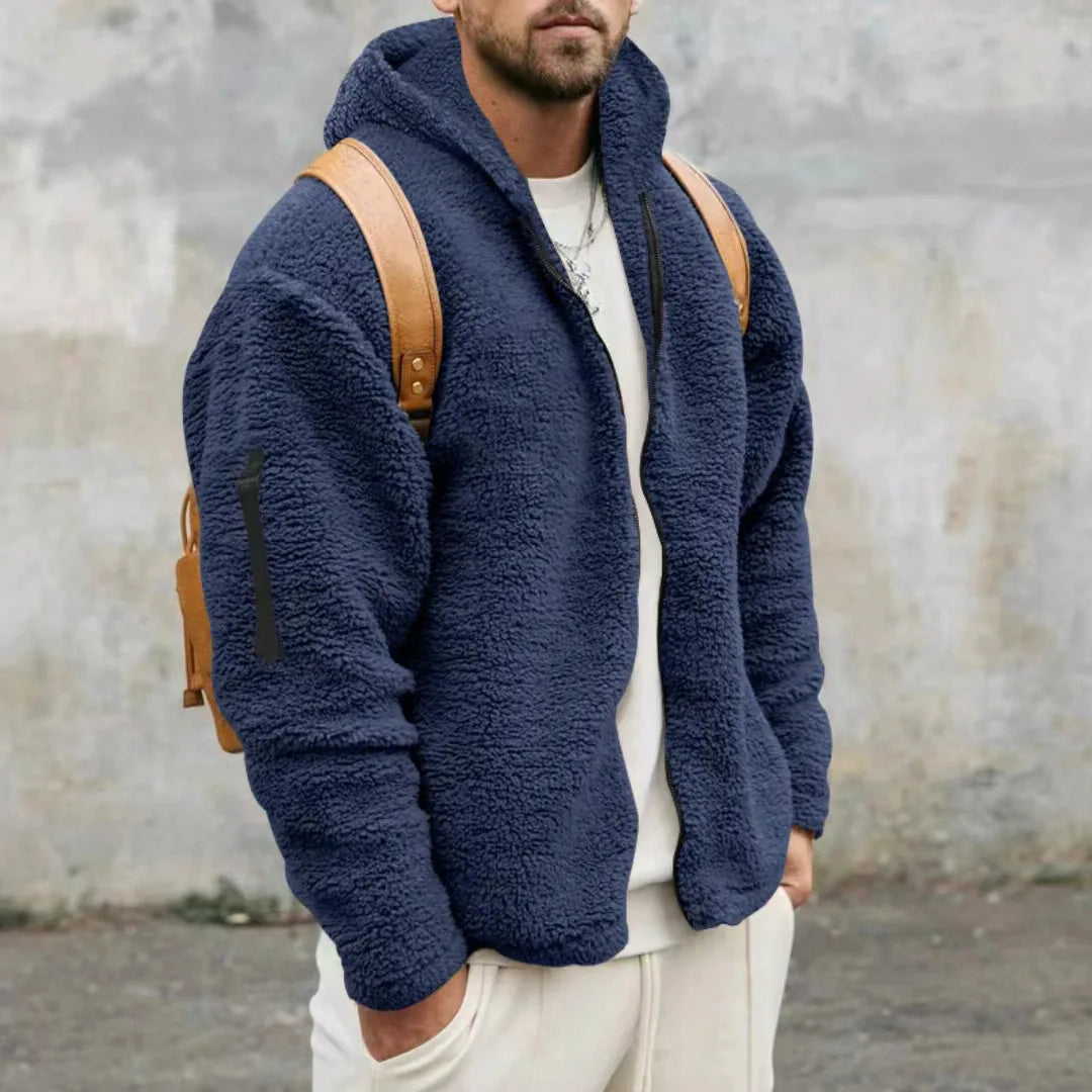 Men's zip-up relaxed-fit hooded jacket