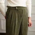 Men's high-waisted corduroy trousers in pine — alternate view