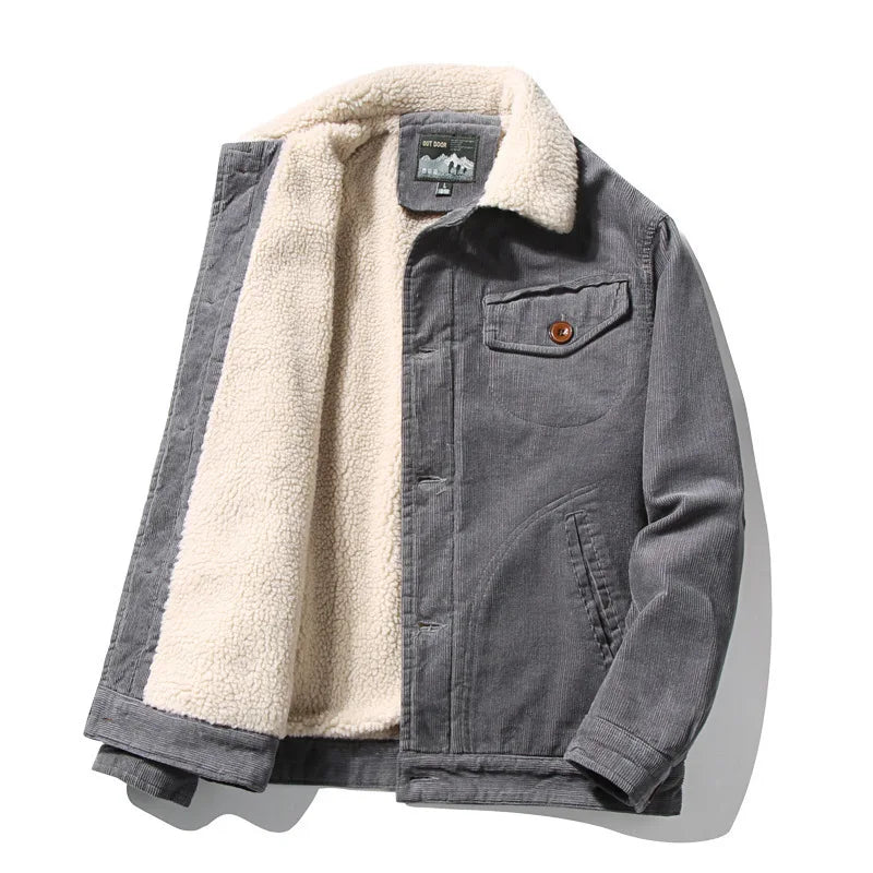 Men's sherpa-lined rugged work jacket in gray — additional view