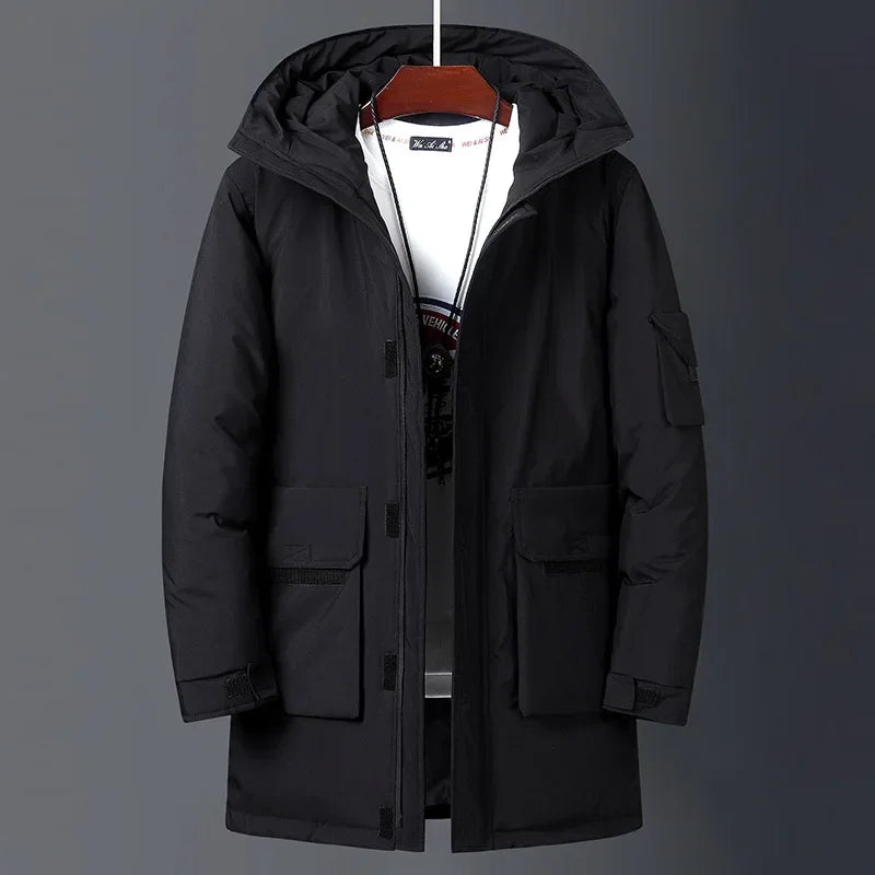 Men's insulated hooded winter parka in black — alternate view