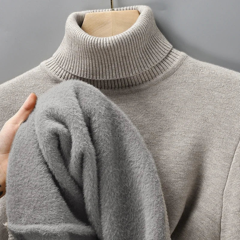 Men's wool turtleneck knit sweater — additional view