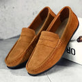 Men's suede penny loafers in brown