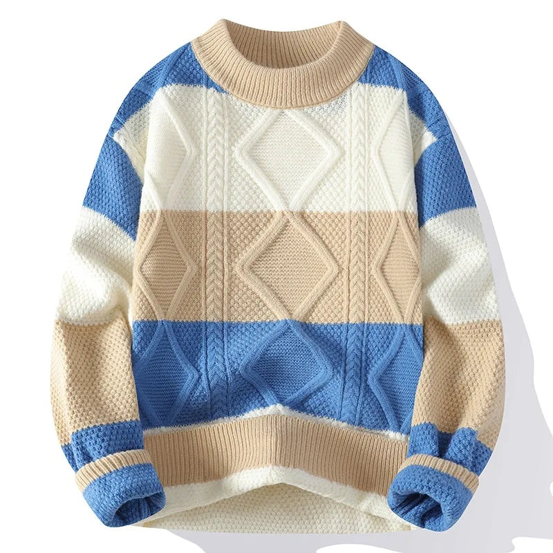 Men's color block cable knit sweater — additional view