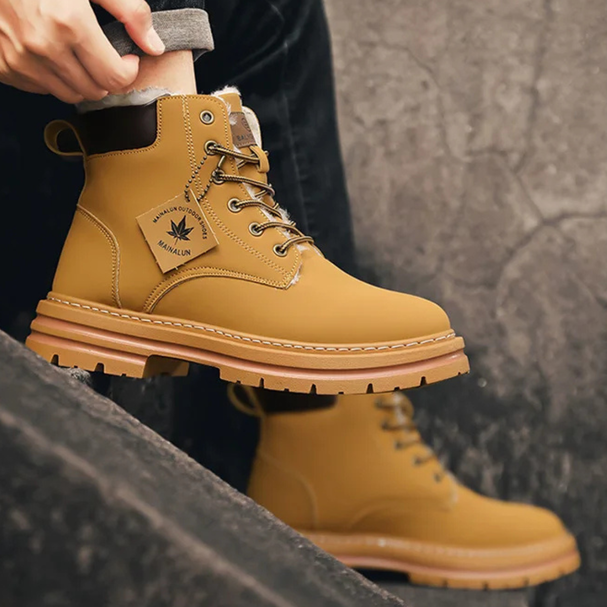 Men's fur-lined insulated snow boots — additional view