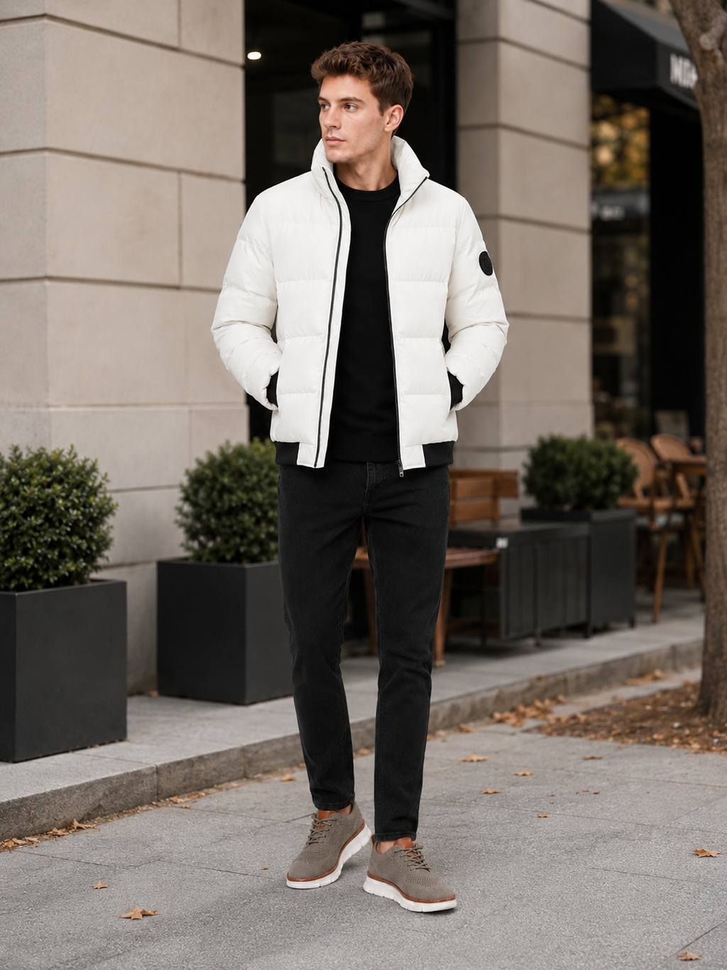 Men's thick zip-up puffer jacket — additional view
