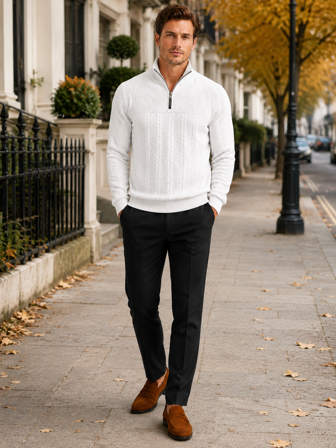 Men's jacquard quarter-zip sweater — additional view