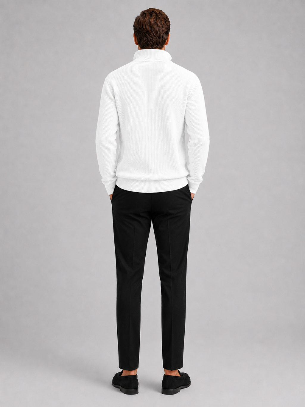 Men's ribbed stand-collar quarter-zip sweater — additional view