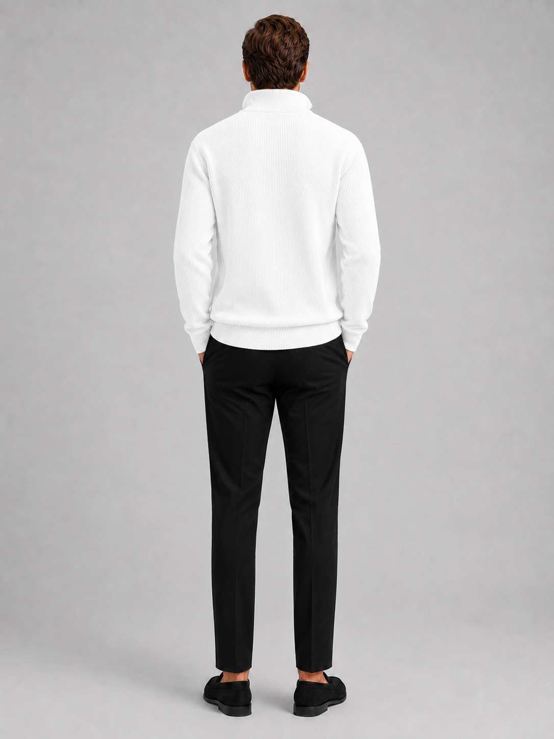 Men's ribbed stand-collar quarter-zip sweater — additional view