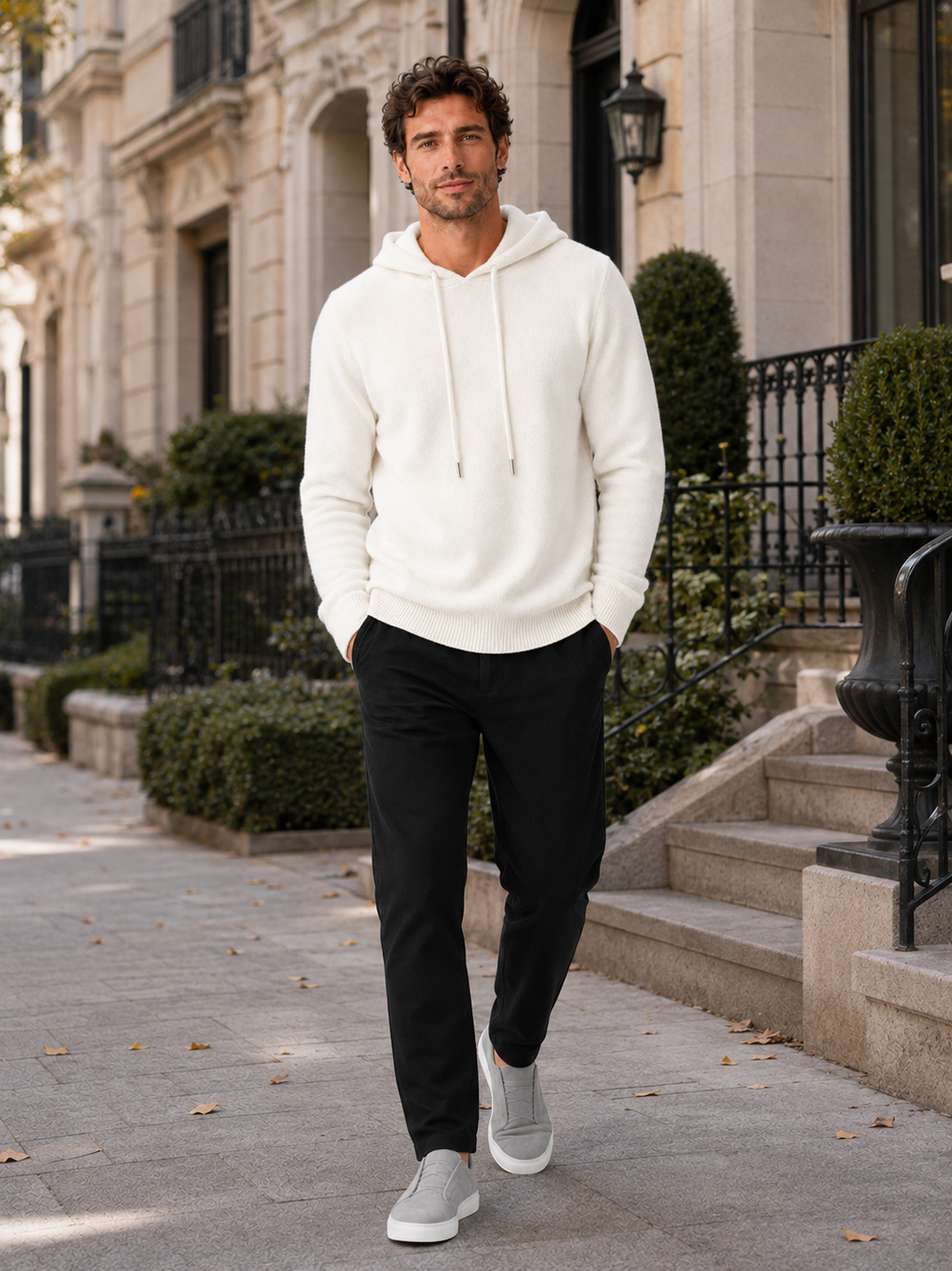 Men's hooded knit pullover sweater — additional view
