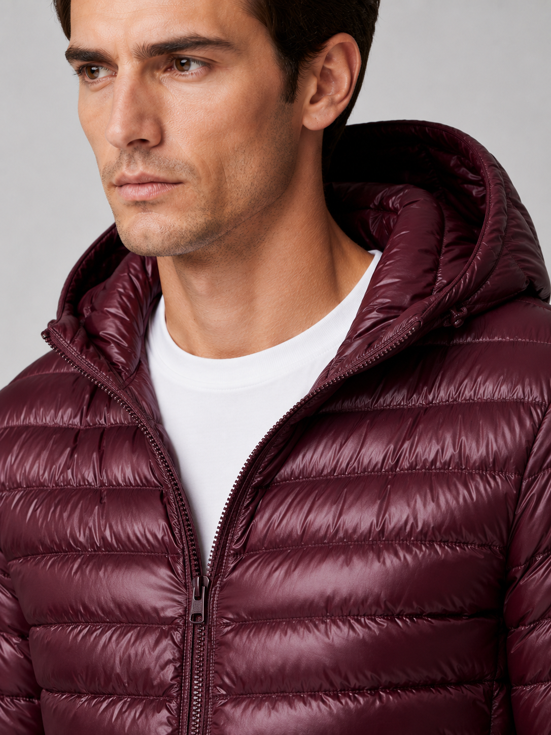 Men's lightweight hooded down jacket — additional view