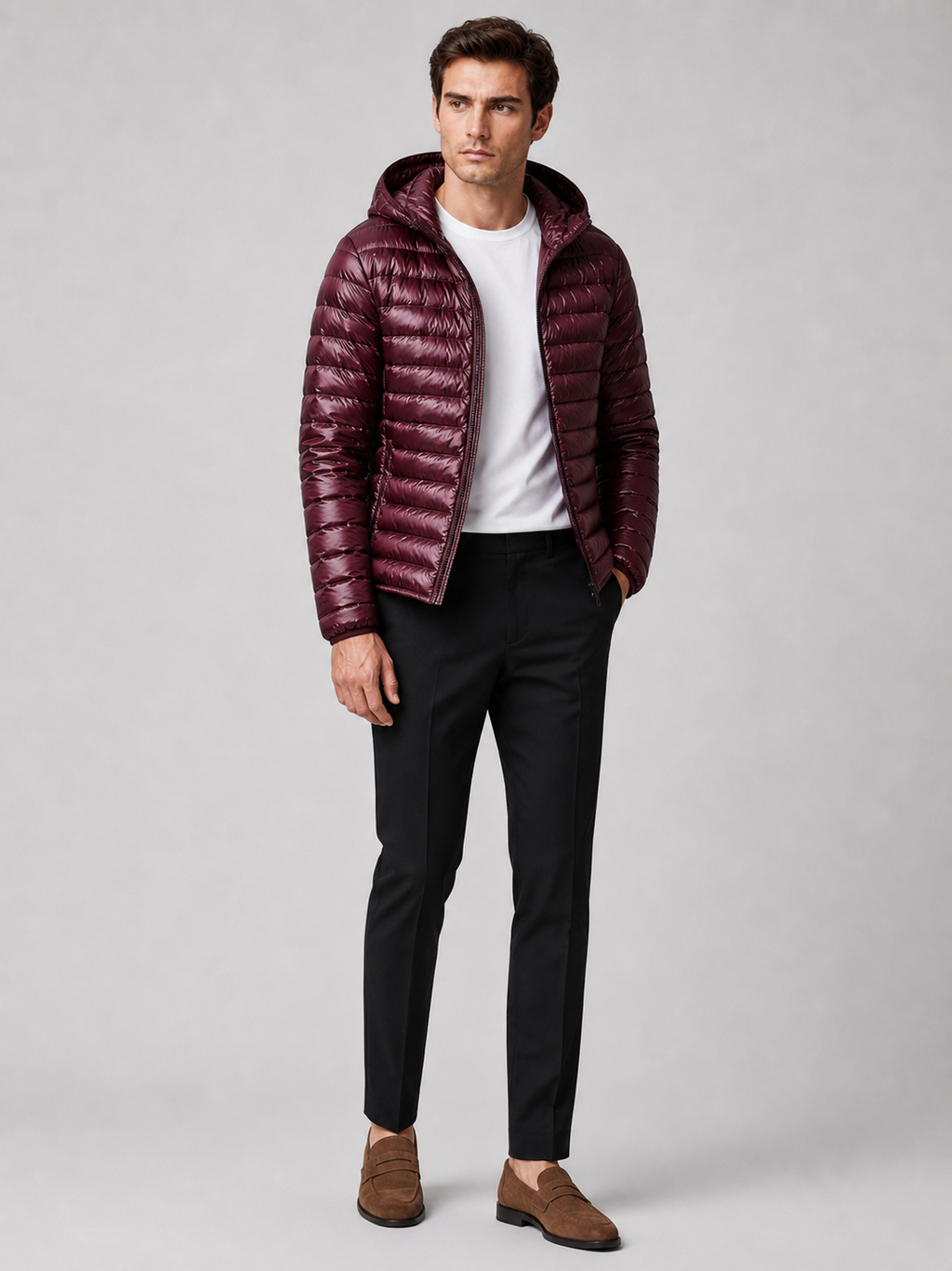 Men's lightweight hooded down jacket — additional view