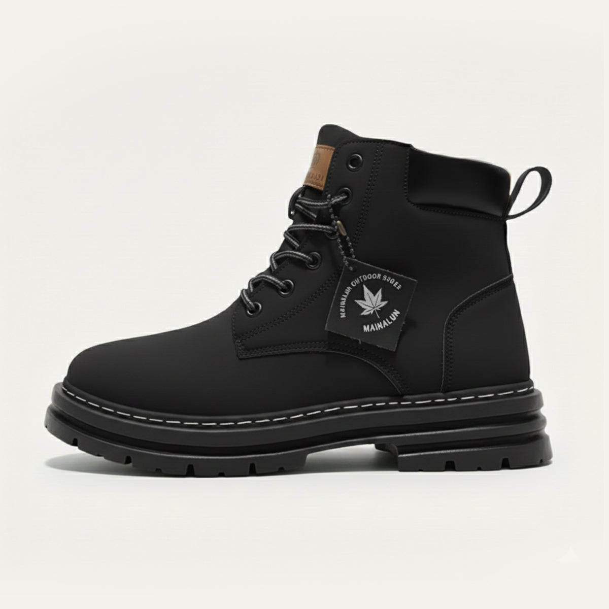 Men's fur-lined insulated snow boots in black — additional view