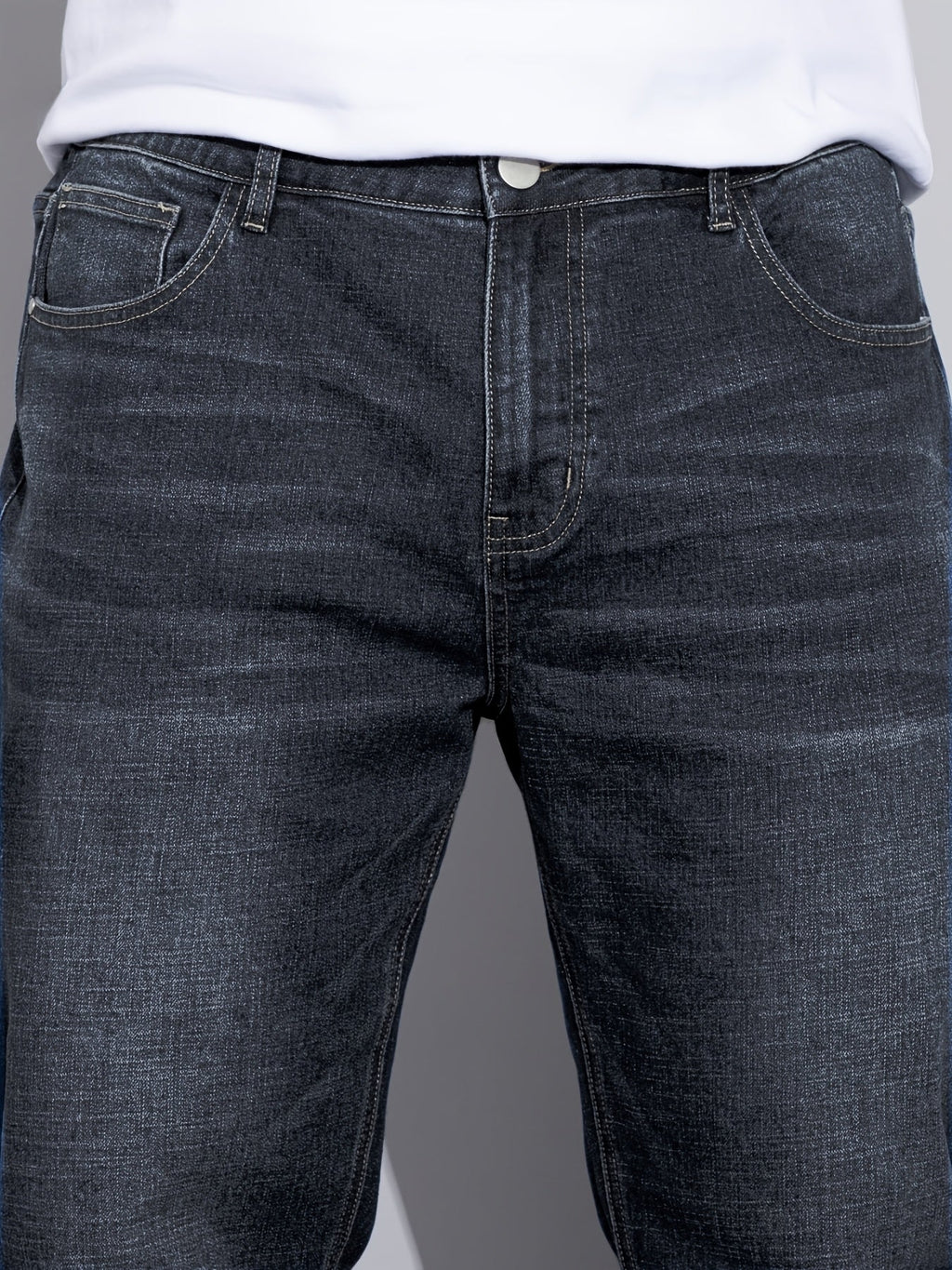 Men's straight-leg stretch denim jeans — additional view