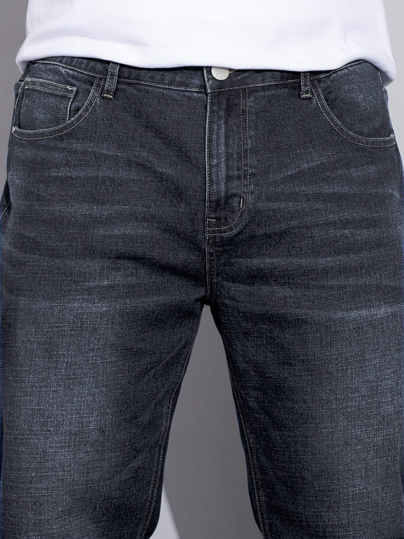 Men's straight-leg stretch denim jeans — additional view