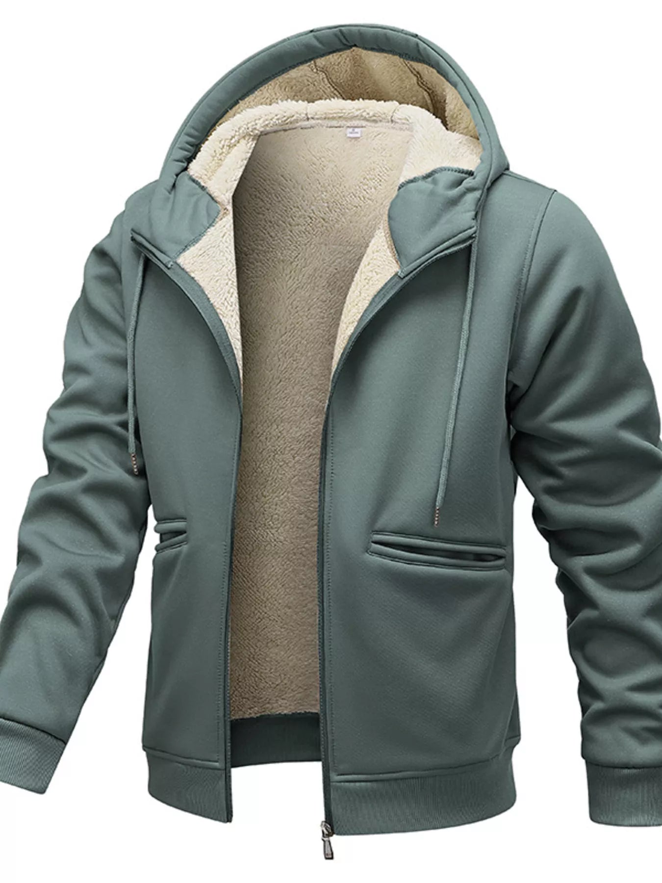 Men's zip-up fleece-lined hoodie in french blue — additional view