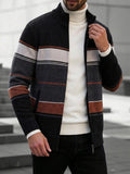 Men's color block ribbed cardigan in black — additional view