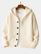 Men's chunky ribbed hooded cardigan